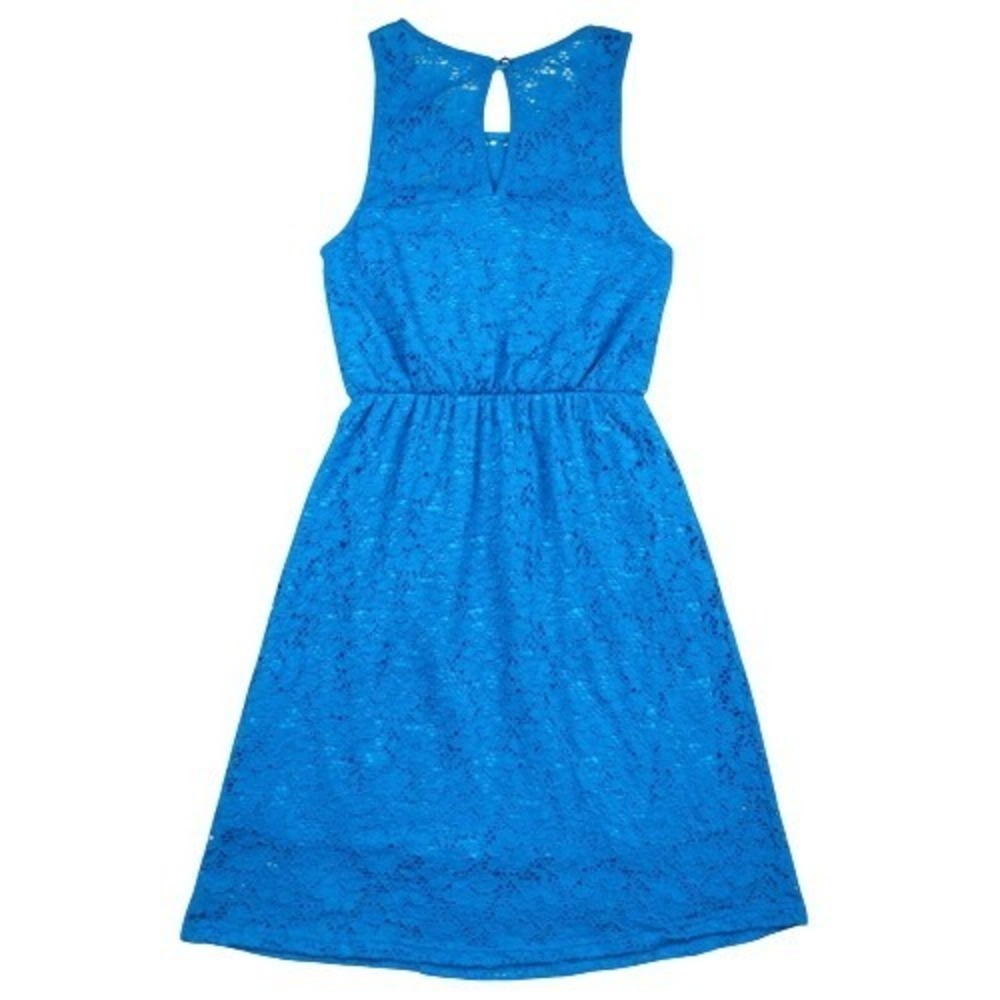 Everly Bright Blue Lace Sleeveless Fit And Flare Dress Size Small - Picture 2 of 6